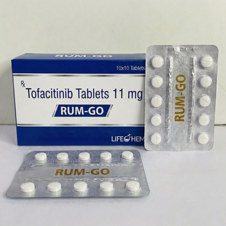 Tofacitinib 11mg carton produced by Lifechem, a leading tofacitinib tablets manufacturer.